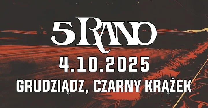 Obrazek przedstawia grafikę promocyjną wydarzenia Koncert 5 RANO w Pubie Czarny Krążek w Grudziądzu