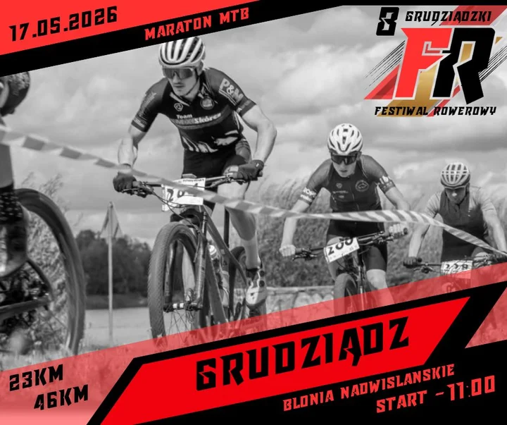 Grafika promocyjna wydarzenia 8 Grudziądzki Festiwal Rowerowy — wyścigi MTB nad Wisłą