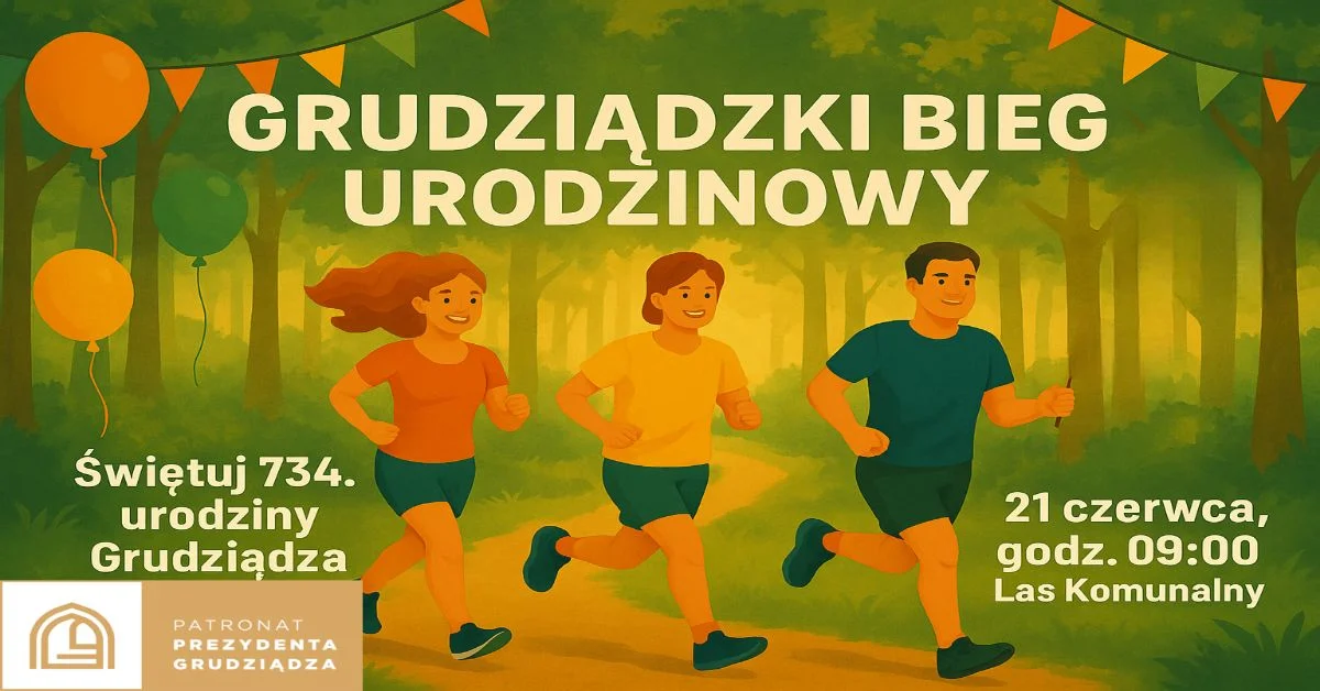 Grafika promocyjna wydarzenia Bieg parkrun z okazji 734. rocznicy Grudziądza