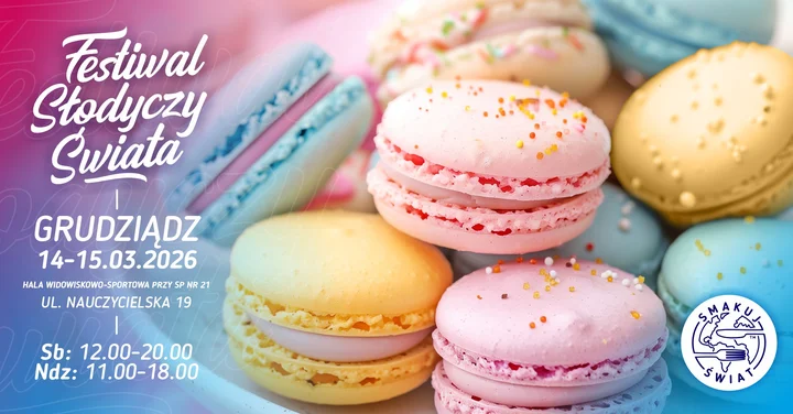 Grafika promocyjna wydarzenia Festiwal Słodyczy Świata — najsłodsze targi w Grudziądzu