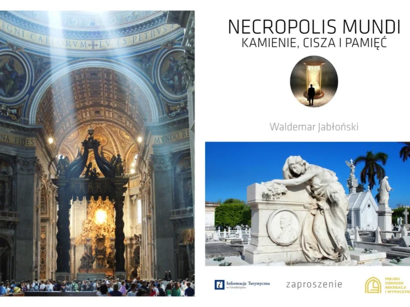 Grafika promocyjna wydarzenia NEKROPOLIS MUNDI – kamienie, cisza i pamięć – spotkanie z Waldemarem Jabłońskim