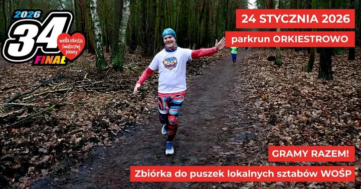 Grafika promocyjna wydarzenia parkrun Grudziądz (Biegniemy z WOŚP) — 24 stycznia 2026, Las Komunalny