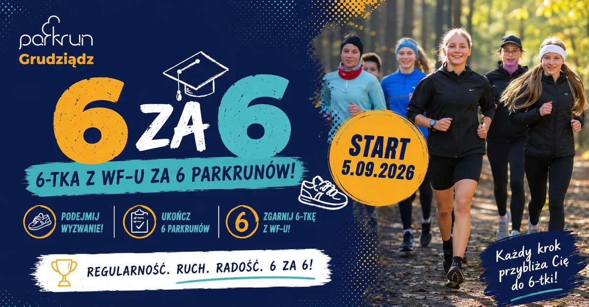 Grafika promocyjna wydarzenia parkrun Grudziądz – Juniorzy na Start