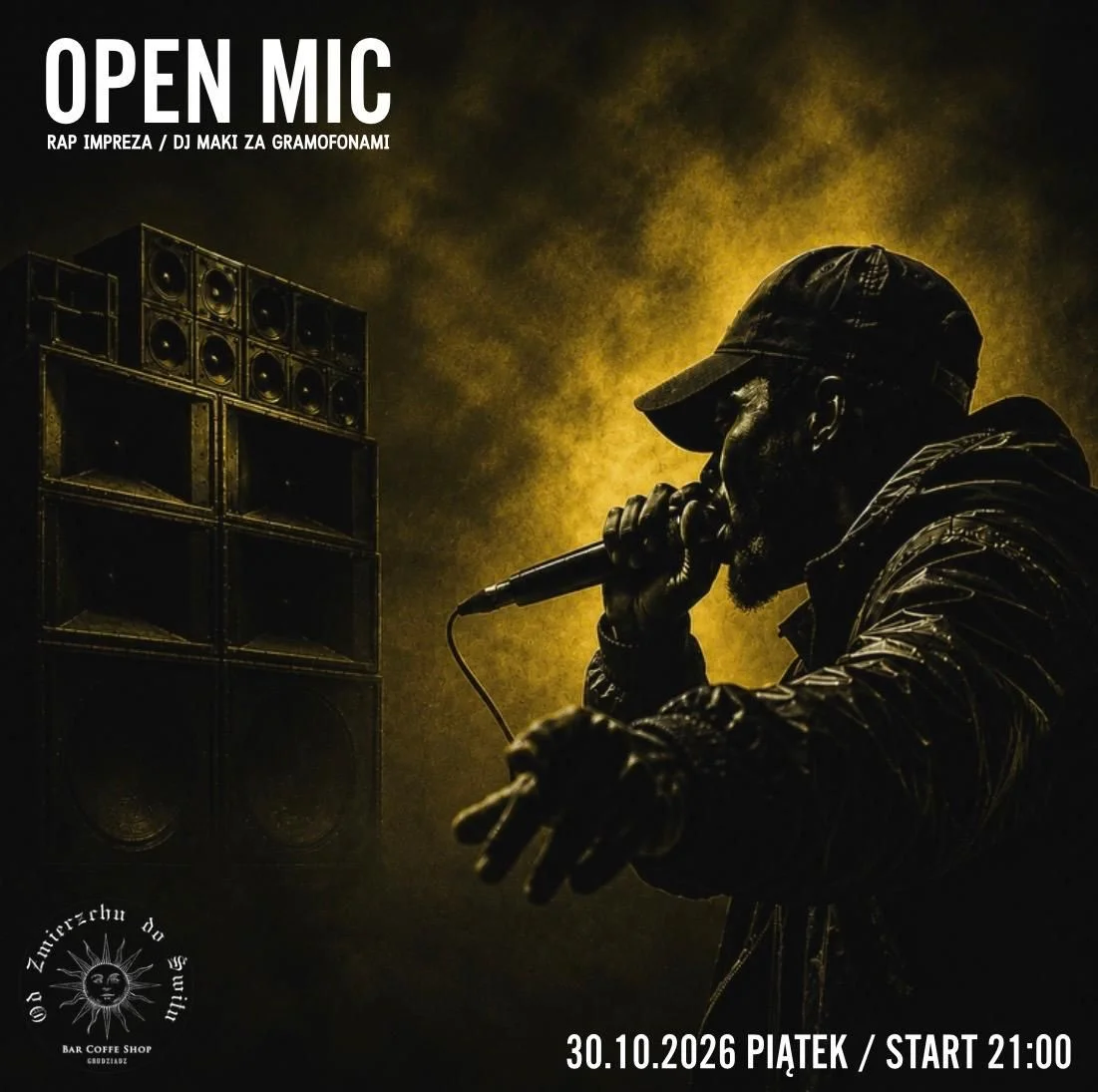 Grafika promocyjna wydarzenia RAPOWY OPEN MIC w Grudziądzu