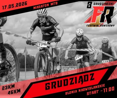 Grafika promocyjna wydarzenia 8 Grudziądzki Festiwal Rowerowy — wyścigi MTB nad Wisłą