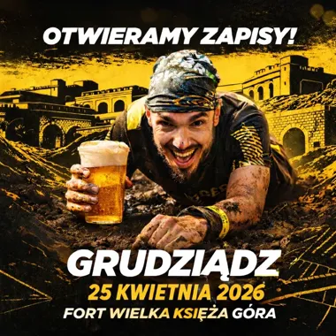 Grafika promocyjna wydarzenia Browargedon w Grudziądzu — bieg z przeszkodami i piwem, 25 kwietnia 2026