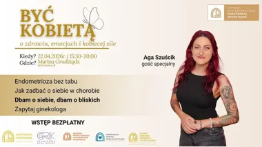 Grafika promocyjna wydarzenia Być Kobietą w Grudziądzu – spotkanie o zdrowiu, emocjach i kobiecej sile