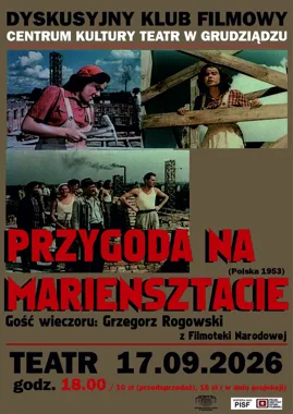 Grafika promocyjna wydarzenia DKF: „Przygoda na Mariensztacie”