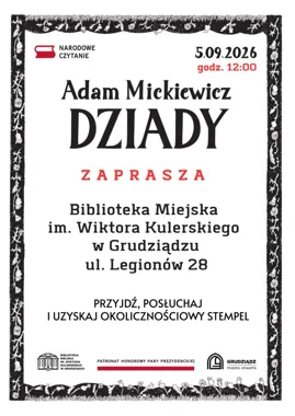 Grafika promocyjna wydarzenia Narodowe Czytanie – „Dziady” Adama Mickiewicza
