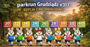 Grafika promocyjna wydarzenia parkrun Grudziądz #317 z pacemakerami – bezpłatny bieg 5 km w Lesie Komunalnym