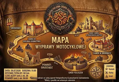 Grafika promocyjna wydarzenia Wyprawa motocyklowa z Grudziądza