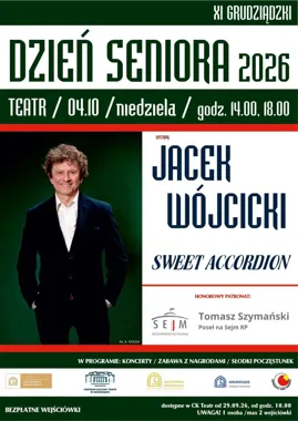 Grafika promocyjna wydarzenia XI Dzień Seniora – koncert Jacka Wójcickiego