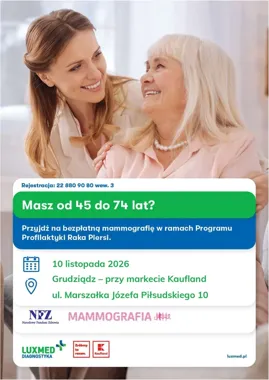 Bezpłatna mammografia w Grudziądzu. Mobilna pracownia przy Kauflandzie