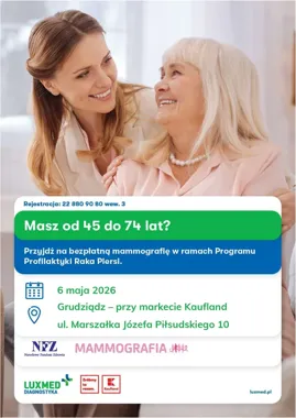 Bezpłatna mammografia wraca do Grudziądza. W programie także rocznik 1981