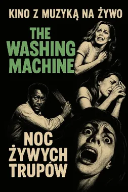 Grafika promocyjna wydarzenia Halloween w DKF – pokaz filmu „Noc żywych trupów” z muzyką The Wasching Machine