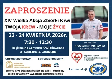 Krew dla najmłodszych popłynie w Grudziądzu przez trzy poranki